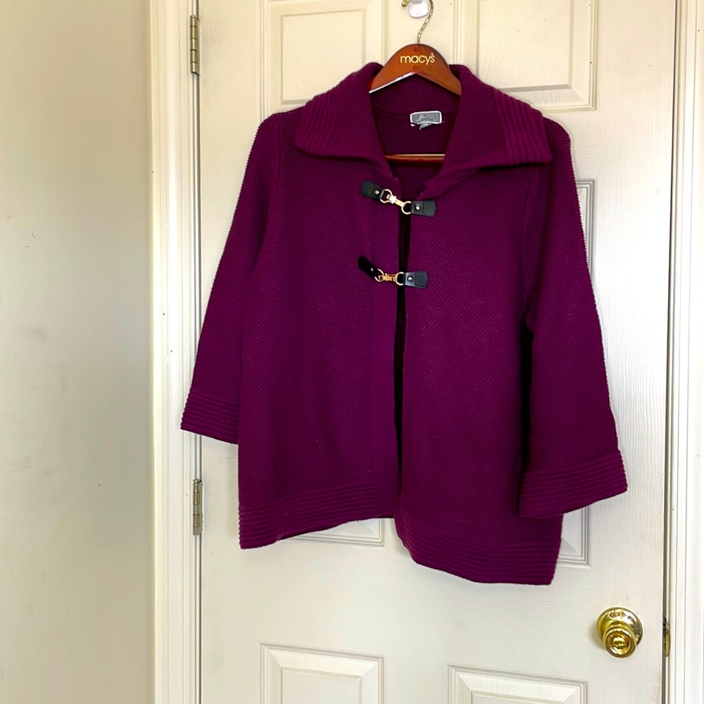 JM Collection Stylish Burgundy Cardigan Size XXL